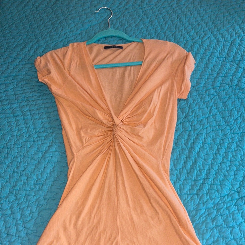 peach twist front blouse